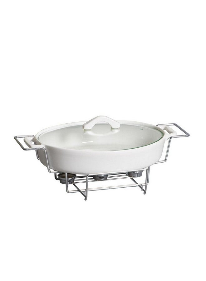 High Quality Oval Roaster with Warmer and Lid White 43cm 5574H-17J-G